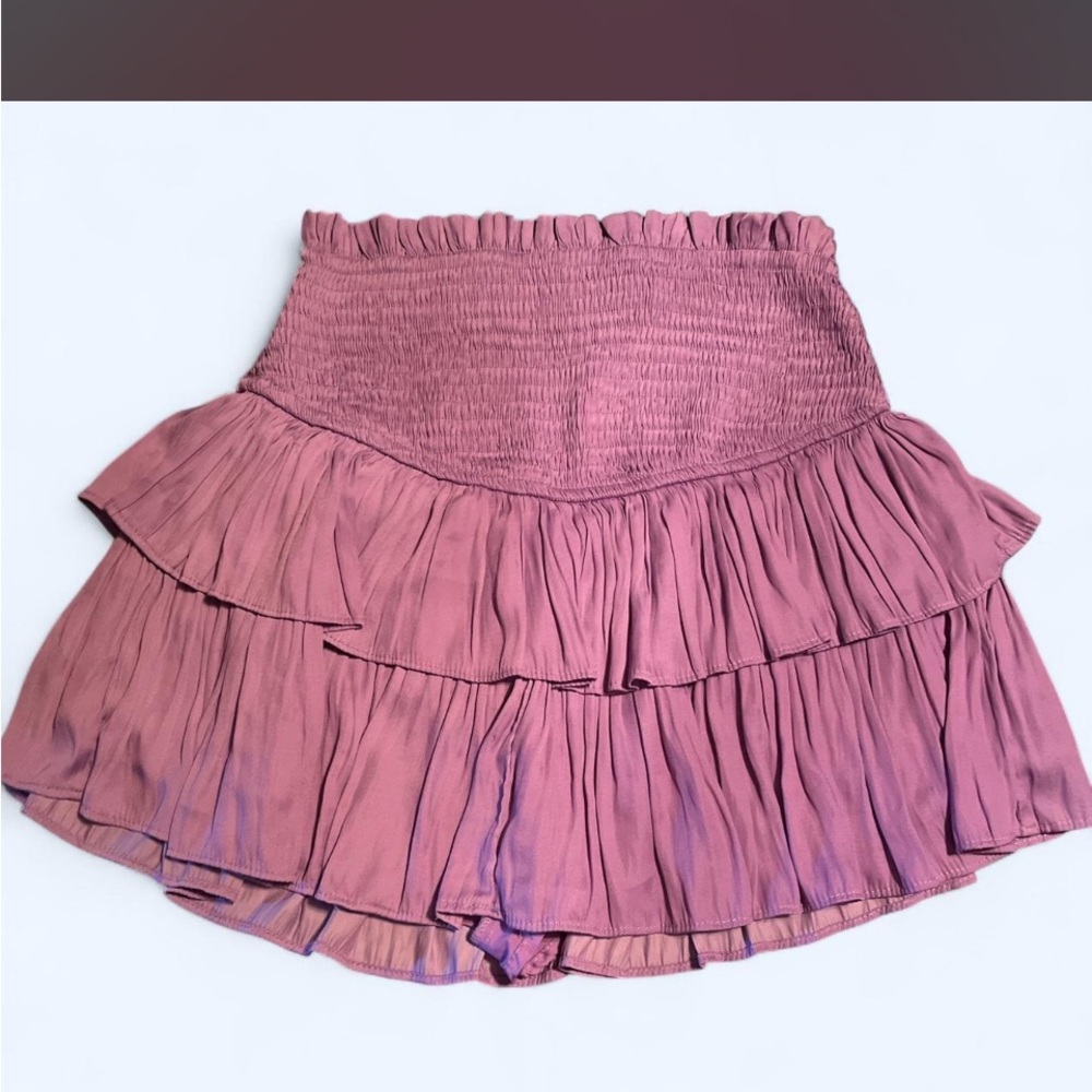 Smocked High-Waist Ruffled Circle Skort - purple